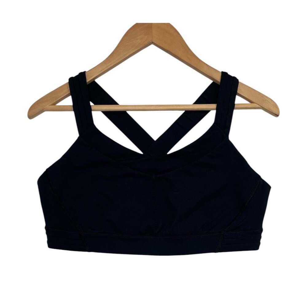 Lululemon Rack Pack Bra Womens 12 Black Crossback Strappy Athletic Yoga Gym